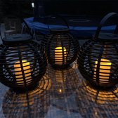 Solar tuinverlichting - Lantaarn 'Basket' small - Voordeelset van 3 stuks - Buitenlampen op zonne-energie - Zwart