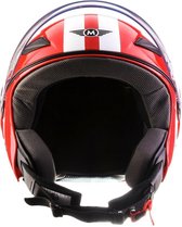 MOTO U53 Jethelm scooterhelm, motorhelm, Racing rood. XS, hoofdomtrek 53-54cm