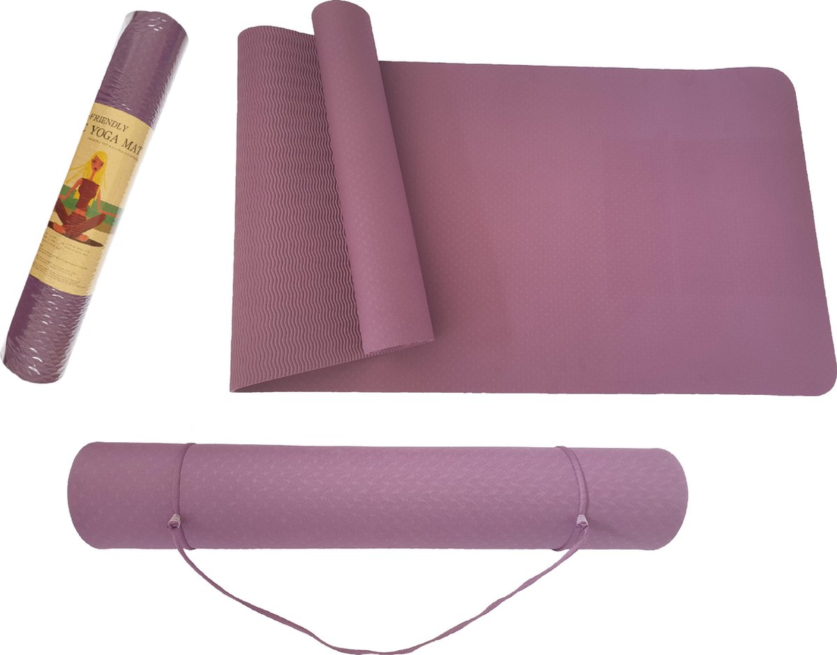 Yogamat - TPE - Eco Friendly - Non Slip - 183 x 61 x 0.6 cm - Paars