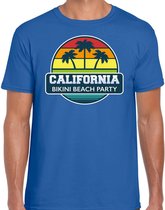 California zomer t-shirt / shirt California bikini beach party voor heren - blauw - California beach party outfit / vakantie kleding / strandfeest shirt L