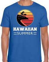 Hawaiian zomer t-shirt / shirt Hawaiian summer voor heren - blauw - beach party outfit / vakantie kleding / strand feest shirt XL