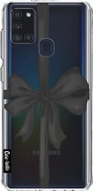 Casetastic Samsung Galaxy A21s (2020) Hoesje - Softcover Hoesje met Design - Black Ribbon Print