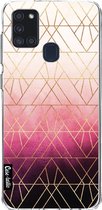Casetastic Samsung Galaxy A21s (2020) Hoesje - Softcover Hoesje met Design - Pink Ombre Triangles Print