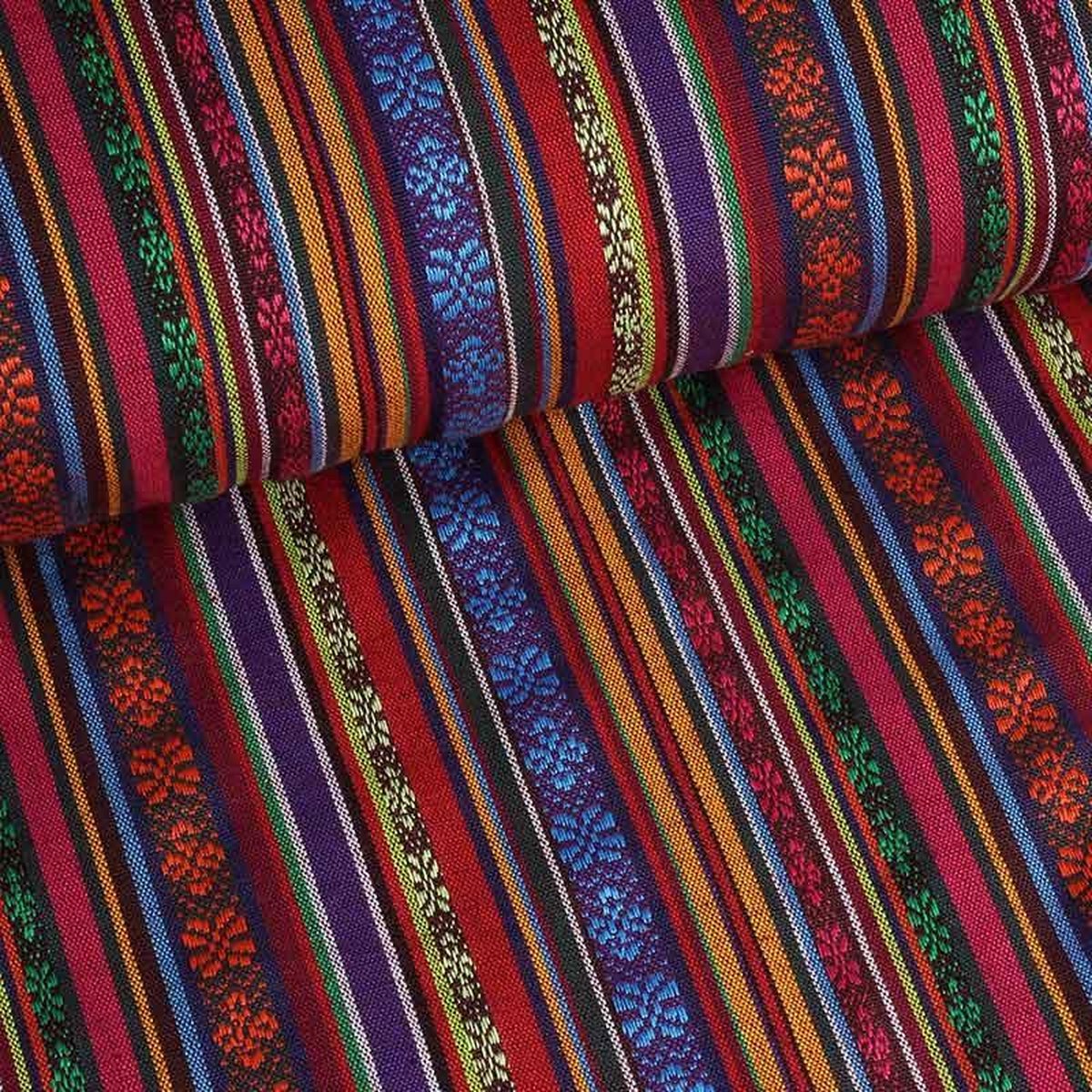 Funkytex Mexico stof multicolor Rood 1 Meter