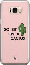 Samsung S8 hoesje siliconen - Go sit on a cactus | Samsung Galaxy S8 case | Roze | TPU backcover transparant