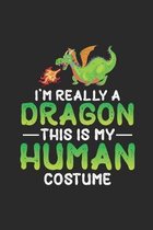 I'm Really A Dragon This Is My Human Costume: Funny Halloween Themed Notebook, Draw and Write Journal, Trick Or Treat Costume Ideas Planner, Sketchboo