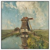 Een molen aan een poldervaart, Paul Gabriël - Foto op Akoestisch paneel - 80 x 80 cm