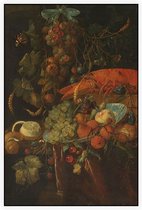 Stilleven met vruchten en een kreeft, Jan Davidsz. de Heem - Foto op Akoestisch paneel - 150 x 225 cm