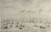 De zeeslag bij Terheide, Willem van de Velde - Foto op Forex - 60 x 40 cm