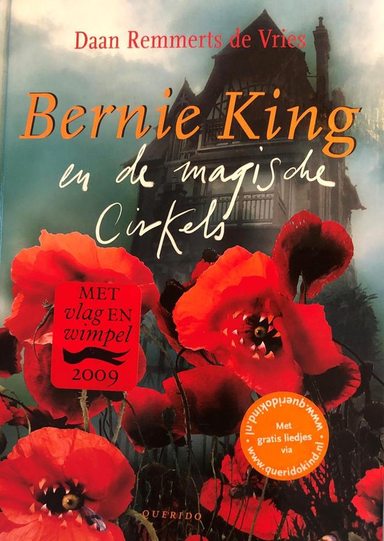 Boek 'Bernie King en de magische cirkels' met rode klaprozen en een huis.