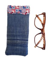 Handgemaakte Brillenkoker Jeans - Denim - Spijkerstof - Blauw - Knijpsluiting - Brillenetui - Brillentas - Snappouch