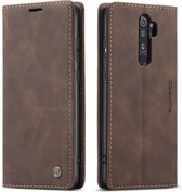 CaseMe - Xiaomi Redmi Note 8 Pro hoesje - Wallet Book Case - Magneetsluiting - Donker Bruin