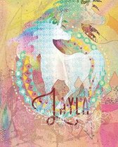 Layla: Colorful Rainbow Unicorn - 100 Pages 8''X10'' Girl's Composition Wide Ruled Notebook