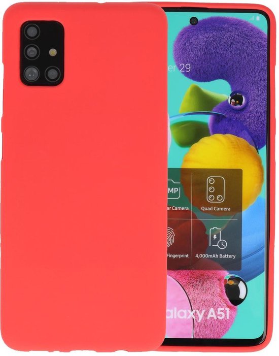 Bestcases Color Telefoonhoesje - Backcover Hoesje - Siliconen Case Back Cover voor Samsung Galaxy A51 - Rood