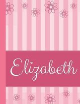 Elizabeth: Personalized Name College Ruled Notebook Pink Lines and Flowers