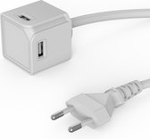 Designnest USB Cube Extended met 1.5 m kabel - 4 USB A poorten - Wit - USB adapter - Telefoon oplader - universele oplaad stekker - PowerCube