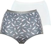 Katoenen Maxi slips Sans complexe | 2 stuks | wit en feather print 42