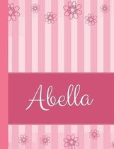 Abella: Personalized Name College Ruled Notebook Pink Lines and Flowers