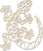 Decoratief Beeld - Geometrische Gekko Dieren - Hout - Hout-kado - 55 X 46 Cm