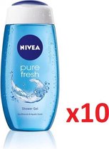 NIVEA Douche Pure Fresh Douchegel Voor Mannen - Zijdezacht Schuim & Extra Fris & Verkwikkend - 10x250 ml