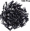 Mini Wasknijpers - 100 stuks - 3cm - Hout - Zwart