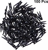 Mini Wasknijpers - Hout - Zwart - 3 cm - 100 stuks