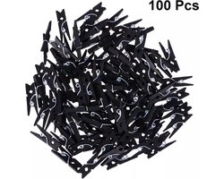 Mini Wasknijpers - 100 stuks - 3cm - Hout - Zwart