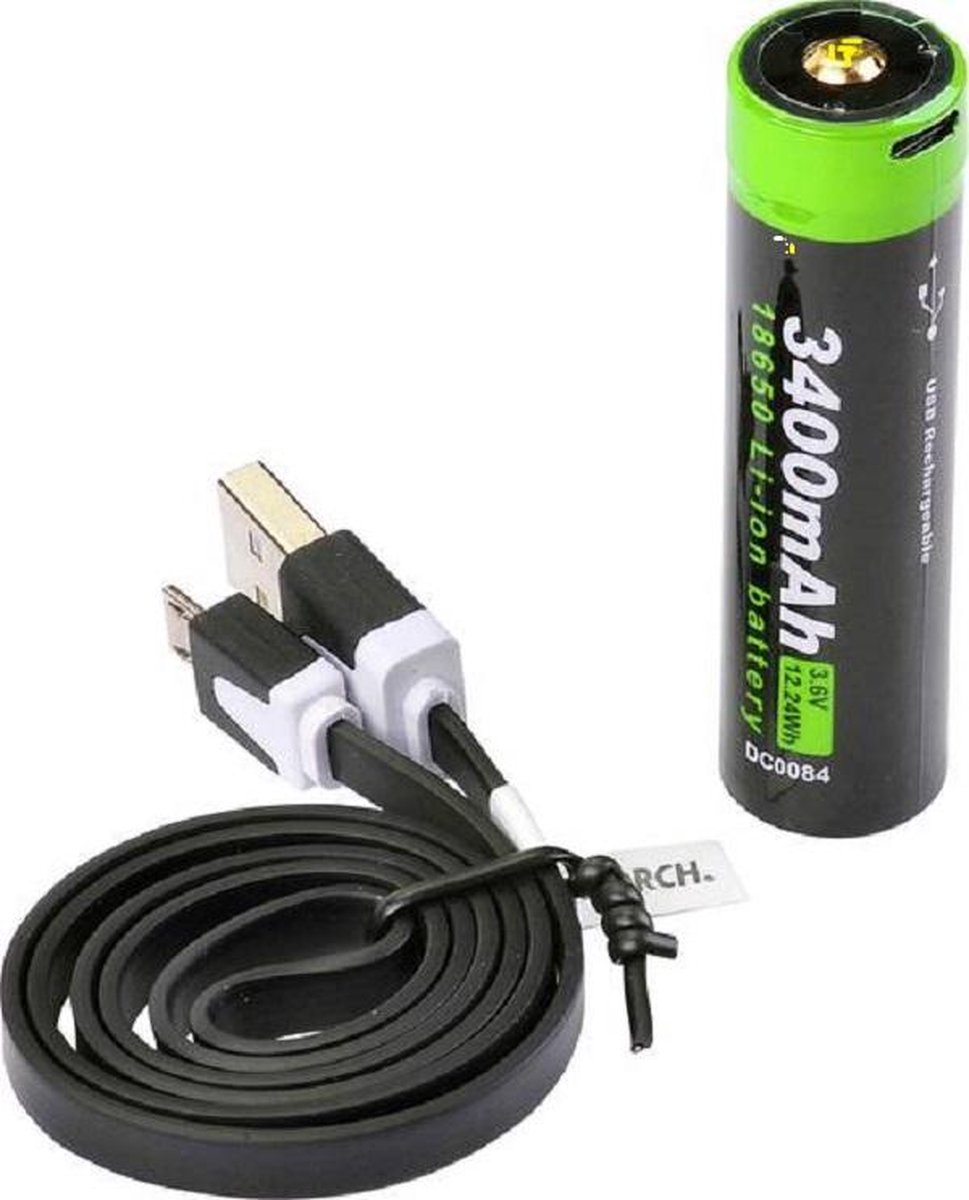 Nextorch USB oplaadbare accu 2600mah li-ion 18650 3.6V