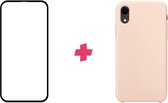 Bundel: Geschikt voor: iPhone XR screenprotector + Pink Sand Siliconen hoesje