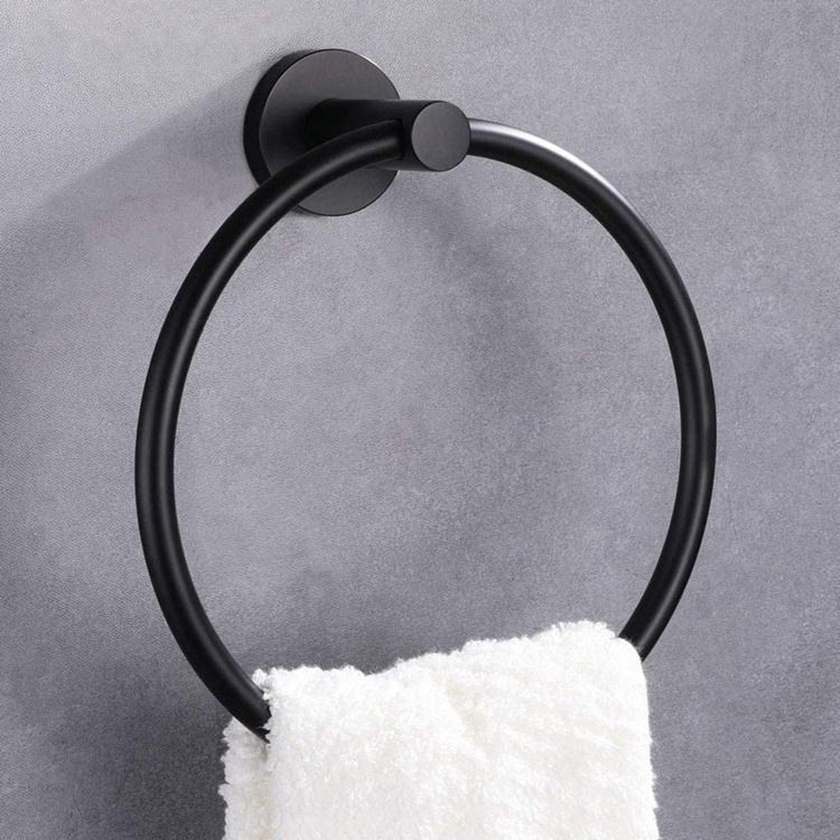 Handdoekring Zwart - Handdoekrek Zwart - Badkamer Accessoires - Eenvoudig te monteren