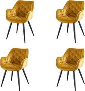 Troon Collectie - Eetkamerstoelen set 2 stuks - Alyssa - Goudgeel - Eetkamerstoel met armleuning - Design eetkamer stoelen - Extra stoelen voor huiskamer - Dineerstoelen – Tafelsto