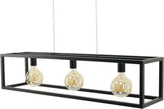 Luxe Design Hanglamp - metaal - open frame lamp - 3 lichts Model: Freek - ZWART | bol.com