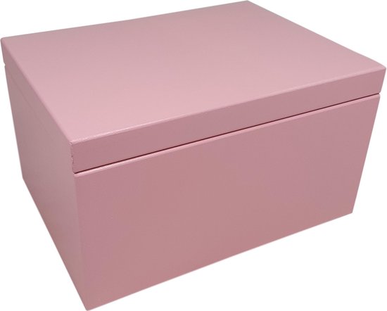 Houten opbergkist rechthoek met klepdeksel - speelgoedkist - baby roze |  bol.com