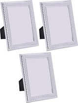 3x Zilveren honingraat relief fotolijsten/fotoframes 19 x 24 cm - Woondecoraties/ - Woonaccessoires - Fotolijsten/fotoframes - Fotolijstjes voor 15 x 20 cm foto