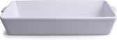 1x Witte ovenschalen van porselein 3.5 liter 33 x 19 cm rechthoekig - Ovenschotel schalen - Bakvorm/braadslede