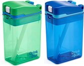 Drink in the Box - Groen en Blauw - Twee Hervulbare Drinkpakjes - Stevig en Duurzaam - 2 x 24 cl