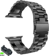 Schakel RVS / Stalen bandje - geschikt voor Apple Watch 1, 2, 3, 4, 5, 6, SE & Nike+, 42mm & 44mm "Mannenbreedte" Series - Zwart – Maat: zie maatfoto