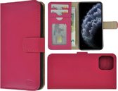 iPhone 11 Pro hoesje - Bookcase - Portemonnee Delux Echt leer Wallet case Pink