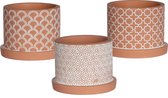 3x Bloempot Terracotta - Bloempotten voor binnen/buiten - Ø11 x H9