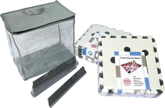 Kroon Foam Puzzel Speelmat - 20 Speelmatten - Uitneembare Kroon - Opbergtas - Afwerkranden - Grijs - Wit - Puzzelmat 152x122x1cm van Kroon — afbeelding 4