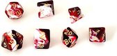 Dungeon Dice Plastic Polydice Dobbelstenen Set Van 7 Stuks - Marmer Roos | Voor D&D En Andere Rollenspellen | Plastic Dobbelstenen Set Voor Dungeons And Dragons