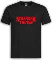 Zwart T shirt met Rode "Stranger Things" tekst maat XL