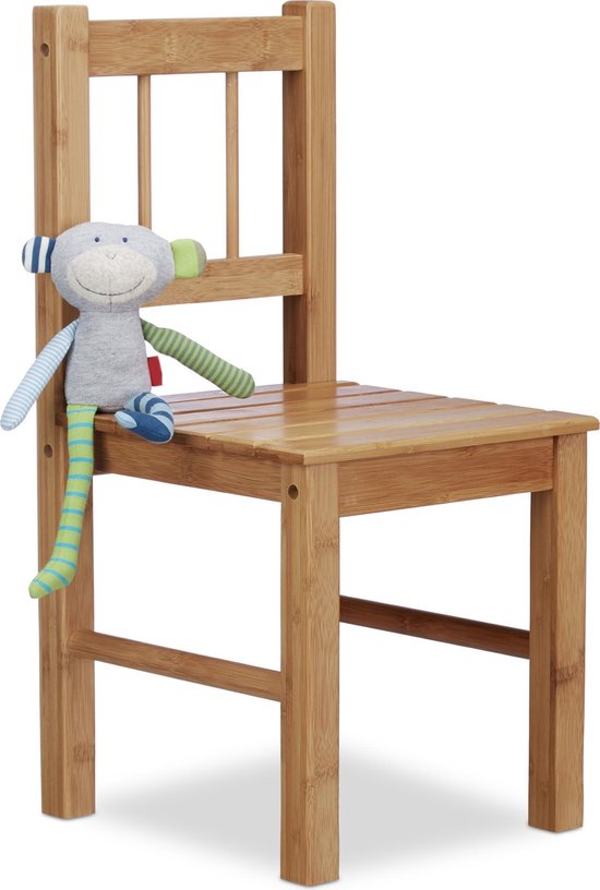 Draaien Aftrekken Beoefend Relaxdays kinderstoel bamboe - stoel voor kinderkamer - stoeltje kinderen -  plantenkruk | bol.com