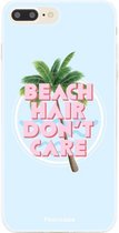 Fooncase Hoesje Geschikt voor iPhone 8 Plus - Shockproof Case - Back Cover / Soft Case - Beach Hair Don't Care / Blauw & Roze