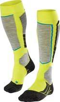 FALKE SK2 Skisokken dik versterkte sokken zonder patroon met medium vulling kniehoog en warm om te skiën winter Merinowol Geel Heren Wintersportsokken - Maat 44-45