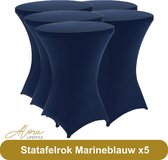Statafelrok marineblauw 80 cm - per 5 - partytafel - Alora tafelrok voor statafel - Statafelhoes - Bruiloft - Cocktailparty - Stretch Rok - Set van 5