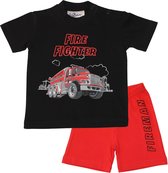 Fun2wear - baby - kinder - tiener - Brandweer / Firefighter - shortama / pyjama - zwart - maat 92