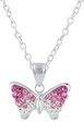 La Rosa Princesa - Collier papillon - Argent - Cristal rose