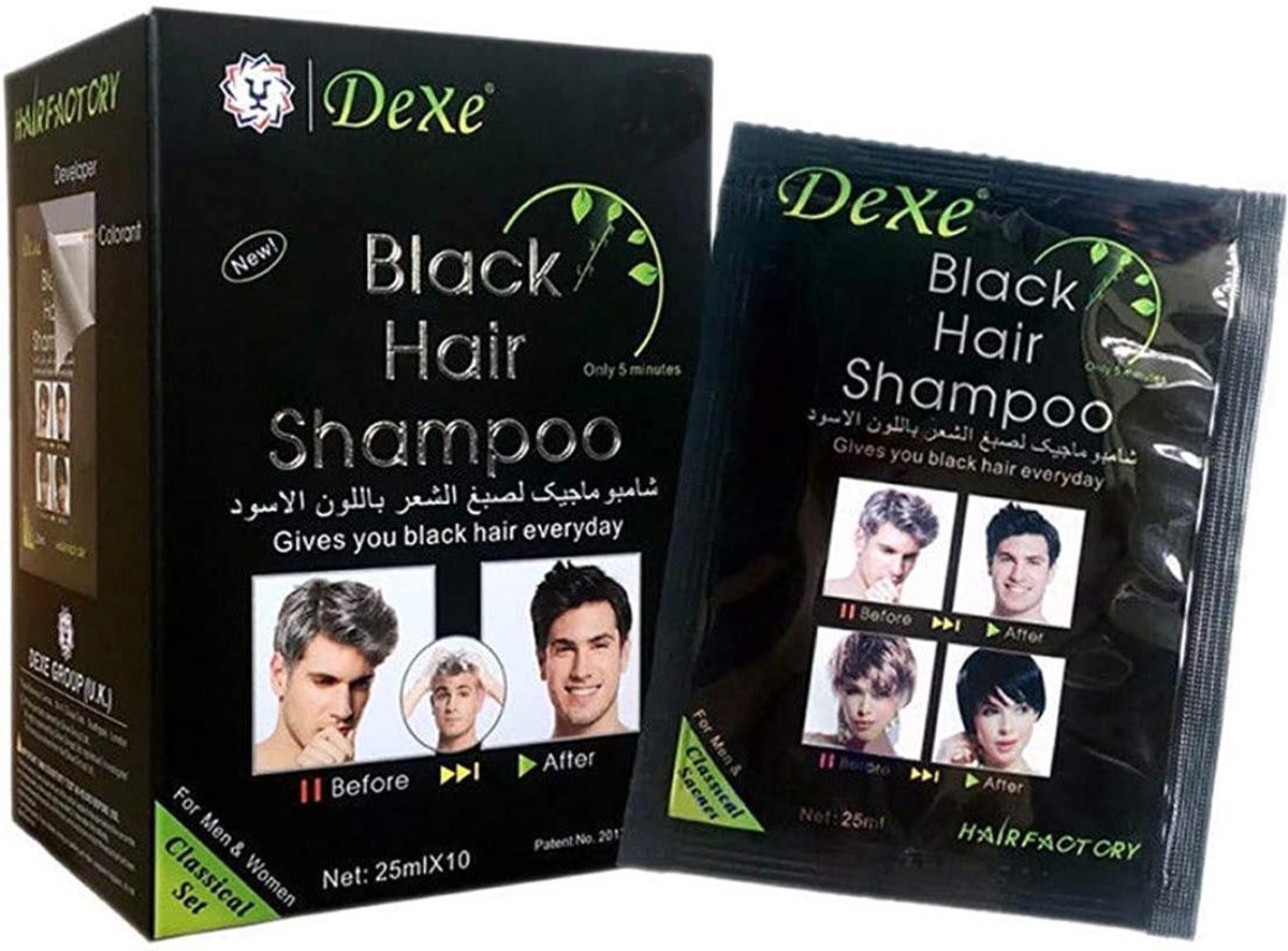 10 Stuks DEXE Black Hair Dye,Hair Shampoo White Hair into Black Instant Hair Dye Natural Black,Nourishing Repair Your Scalp