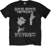 David Bowie Heren Tshirt -L- Heroes Earls Court Zwart